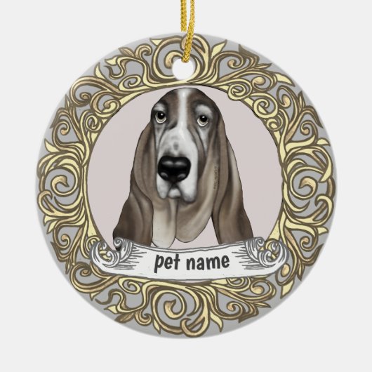 Basset Hound hond liefdevolle herinnering ornament (Voorkant)