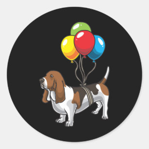 Basset Hound Hond met Ballons Ronde Sticker