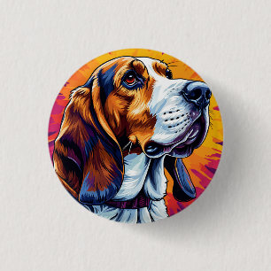 Basset Hound hond met kleurrijke achtergrond Ronde Button 3,2 Cm
