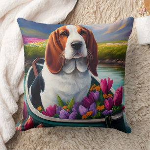 Basset Hound Hond op een Peddel: Een Schitterend A Kussen