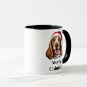 Basset Hound Hond Santa Hat Kerstmis Mok (Voorkant rechts)
