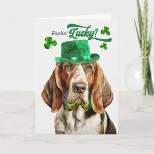 Basset Hound Hond Voelt Zich Gelukkig St. Patrick' Feestdagen Kaart