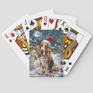 Basset Hound Hond Winter Wonderland Kerstvreugde Pokerkaarten
