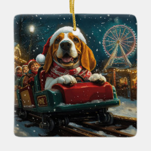 Basset Hound Honden Achtbaan Kerstmis Keramisch Ornament