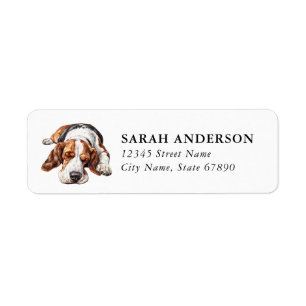 Basset Hound-honden retouradreslabels Etiket