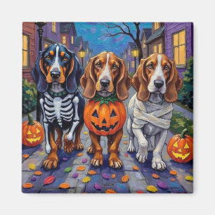 Basset Hound Honden Trick-or-Treating op Halloween Magneet