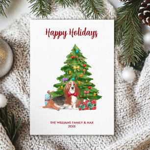 Basset Hound-hondenfamilie Kerstmis Feestdagenkaart