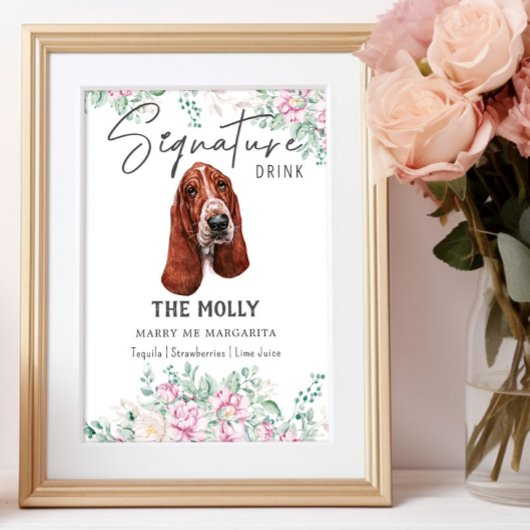 Basset Hound Hondenhandtekening Drink Teken Poster