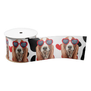 Basset Hound Hondenliefde met Paw Prints en Harten Lint
