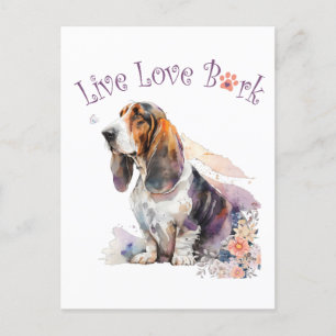 Basset Hound Hondenmoeder Bloem Briefkaart