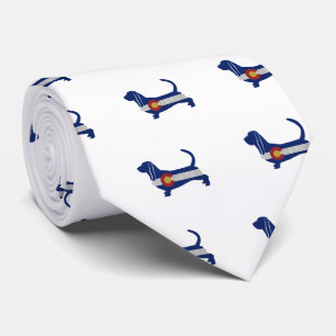 Basset Hound Hondenras Colorado Flag Silhouette Stropdas