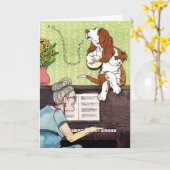 Basset Hound - Howling Verjaardag Kaart (Gele Bloem)