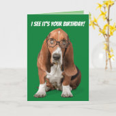 Basset Hound Ik zie dat het jouw verjaardag is Kaart (Gele Bloem)