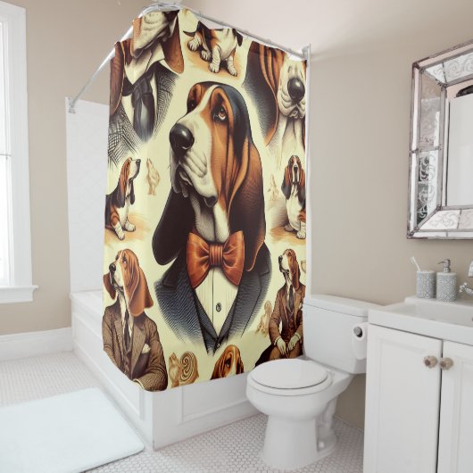  Basset Hound Illustratie Douchegordijn (In situ)