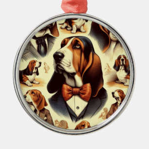  Basset Hound Illustratie Metalen Ornament