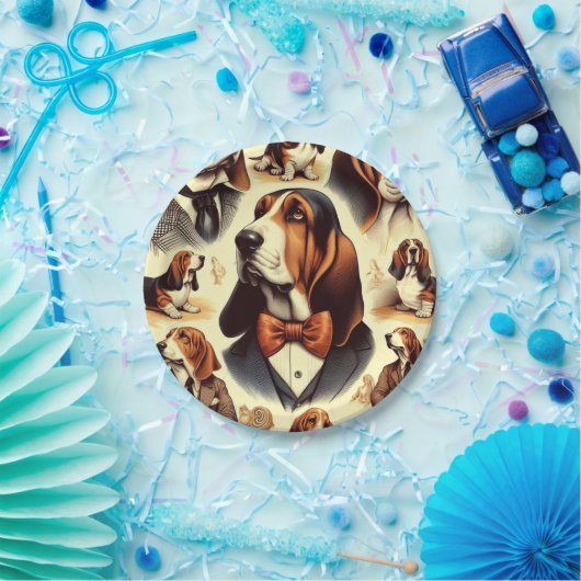 Basset Hound Illustratie Papieren Bordje (Feest)