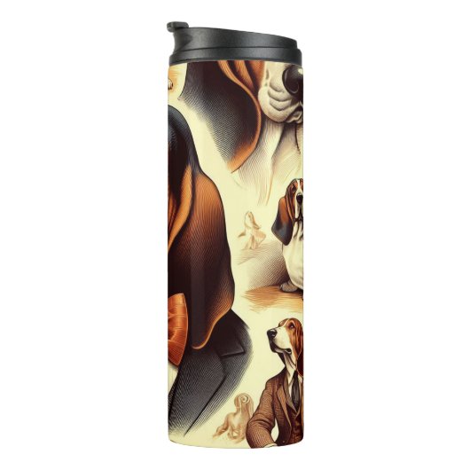 Basset Hound Illustratie Thermosbeker (Geroteerd rechts)