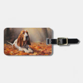 Basset Hound in herfstbladeren Herfst Inspire Bagagelabel (Voorkant horizontaal)