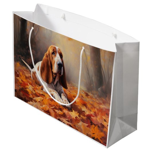 Basset Hound in herfstbladeren Herfst Inspire Groot Cadeauzakje (Achterkant Gekanteld)