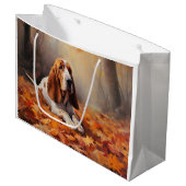 Basset Hound in herfstbladeren Herfst Inspire Groot Cadeauzakje (Voorkant Gekanteld)
