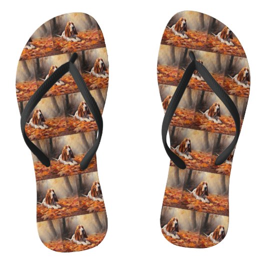 Basset Hound in herfstbladeren Herfst Inspire Teenslippers (Voetbed)