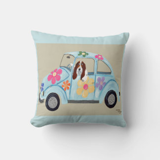 Basset Hound in Hippie Auto Kussen