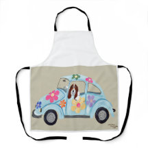 Basset Hound in Hippie car All-Over Print Apron