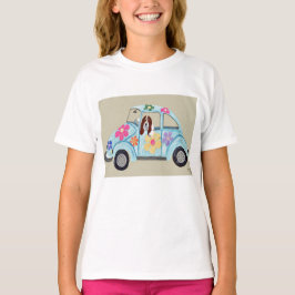 Basset Hound in Hippie Car T-shirt