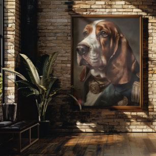 Basset Hound in Napolionkostuum Poster