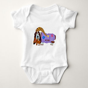 Basset Hound in pyjama's baby body Romper