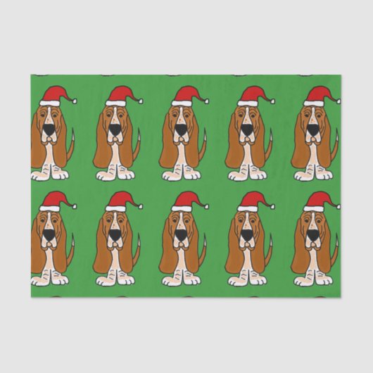 Basset Hound in Santa Hat-kersttefpapier Tissuepapier (Voorkant)