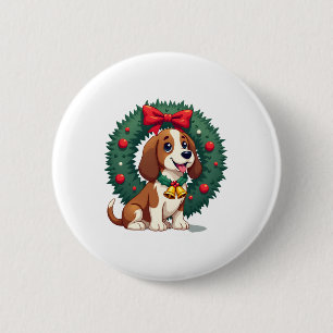 Basset Hound Jingle Bells hond Ronde Button 5,7 Cm