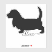 basset hound jouw naam sticker (Vel)