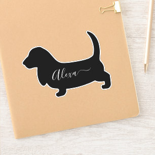 basset hound jouw naam sticker
