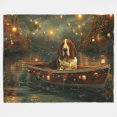 Basset Hound Kerst Feestelijke reis Fleece Deken (Voorkant (Horizontaal))