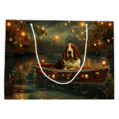 Basset Hound Kerst Feestelijke reis Groot Cadeauzakje (Achterkant)