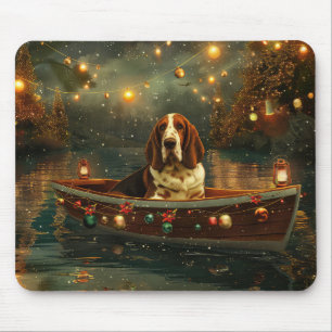 Basset Hound Kerst Feestelijke reis Muismat