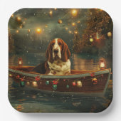 Basset Hound Kerst Feestelijke reis Papieren Bordje (Voorkant)