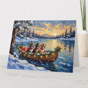 Basset Hound Kerstboot Vakantie Kaart