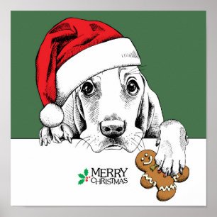 Basset Hound Kerstkoekje Poster