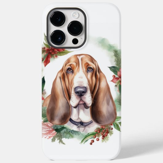 Basset Hound Kerstkrans Feestelijke Pup Case-Mate iPhone Case (Achterkant)