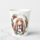 Basset Hound Kerstkrans Feestelijke Pup Papieren Bekers (Voorkant)