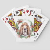 Basset Hound Kerstkrans Feestelijke Pup Pokerkaarten (Achterkant)