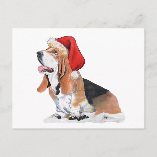 Basset Hound Kerstmis Feestdagenkaart (Voorkant)