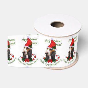 Basset Hound Kerstmis Grosgrain Lint