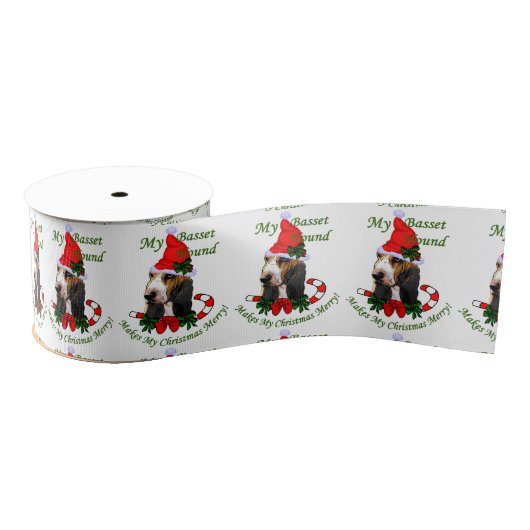 Basset Hound Kerstmis Grosgrain Lint (Spoel)
