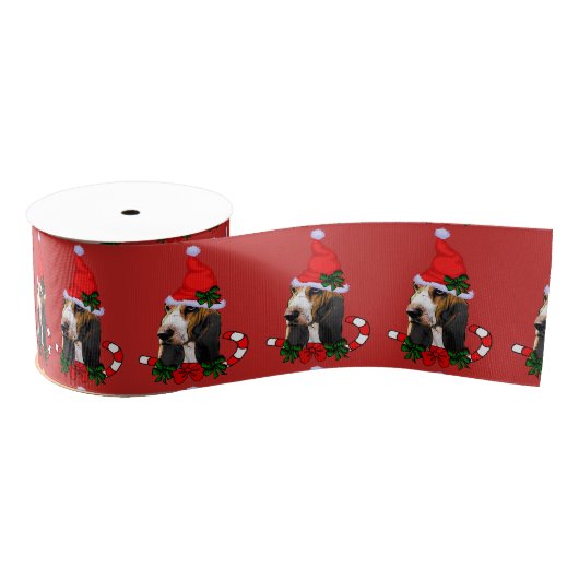 Basset Hound Kerstmis Grosgrain Lint (Spoel)