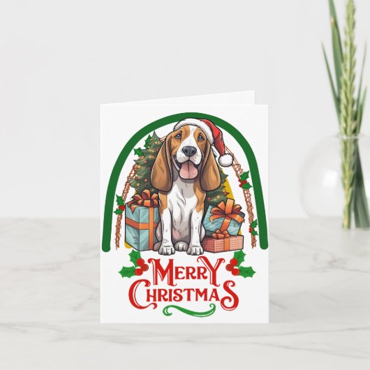 Basset-hound Kerstmis Kaart (Voorkant)