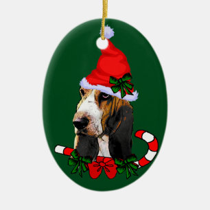 Basset Hound Kerstmis Keramisch Ornament
