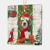 Basset Hound Kerstmis Keramisch Ornament (Links)
